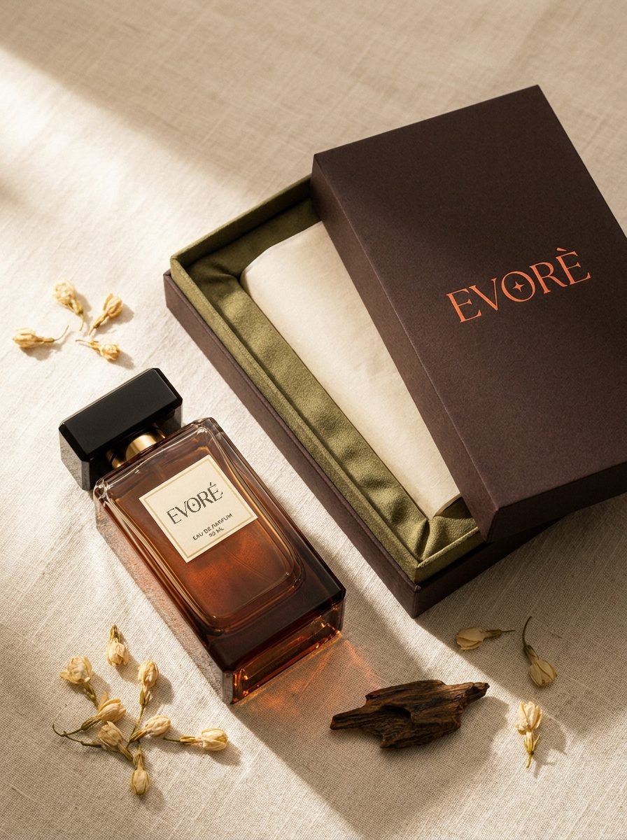 Shondha with its deep brown box and olive lining